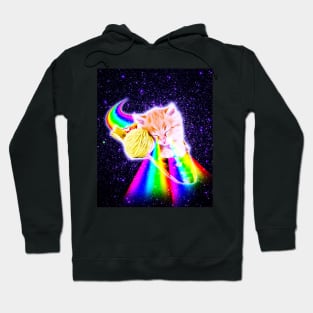 Rainbow Laser Eyes Galaxy Cat Riding Taco Hoodie